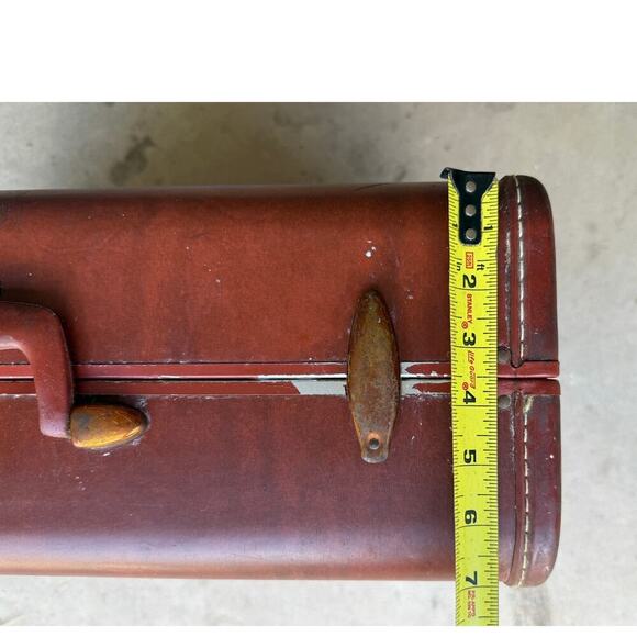 Vintage 50s Samsonite Schwayder Bros Hard Case Brown Mid-Century KLM Airline Tag - Picture 7 of 9